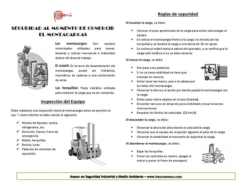 medidas de seguridad montacarga colombia - Cuáles son las normativas de seguridad que rigen el uso de montacargas en Colombia