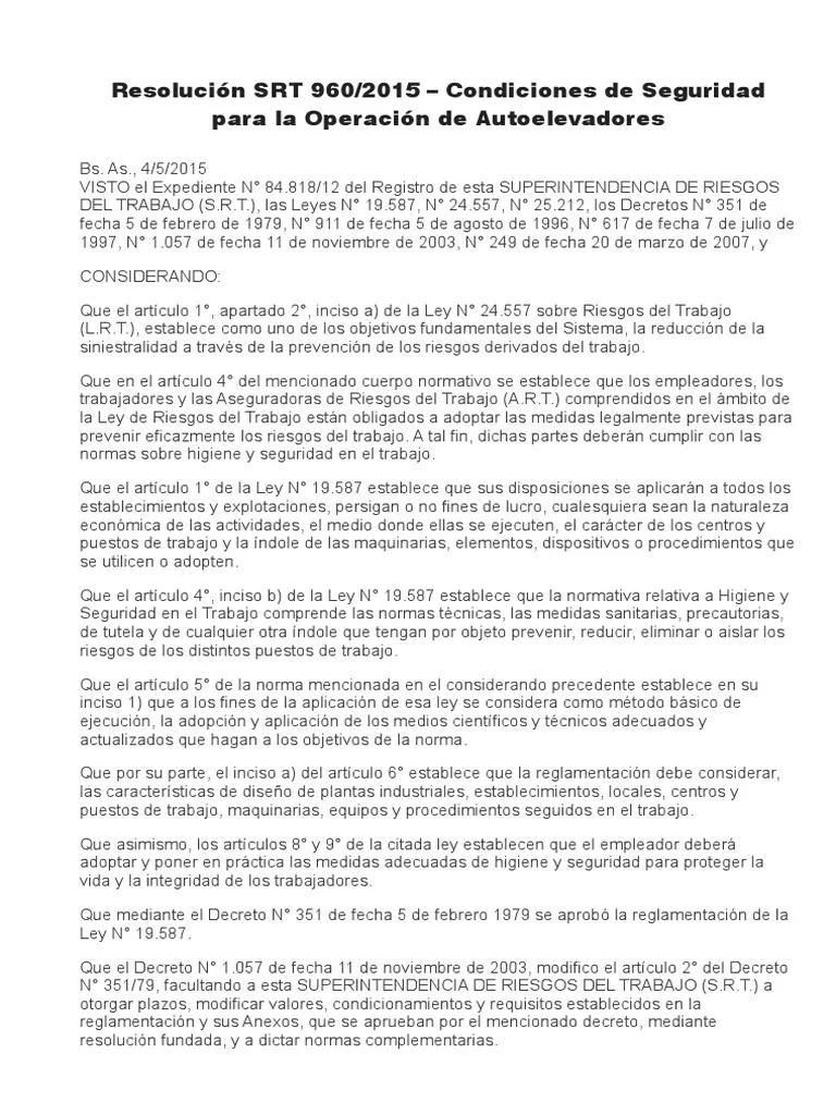 decreto autoelevadores - Qué es el carnet 960/15